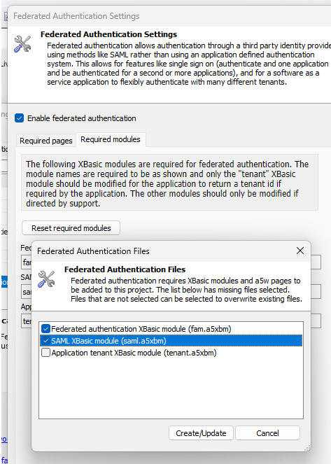 Additional federated authentication configuration settings
related to Cordova workflows.